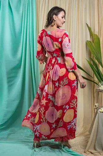 Viva Magenta Georgette Shantone Tunic Sharara