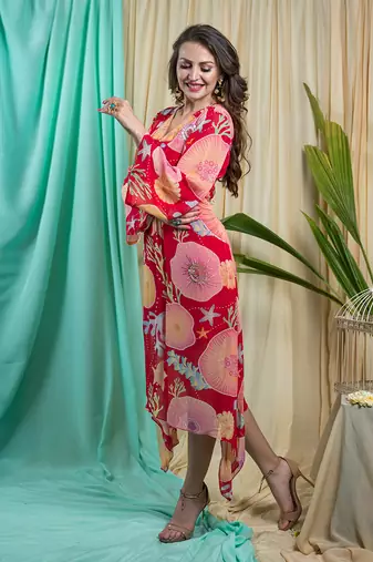 Viva Magenta Georgette Shantone Dress