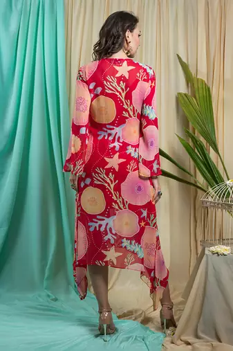 Viva Magenta Georgette Shantone Dress