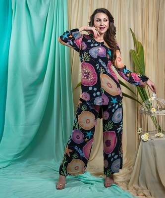 Black Georgette & Shantone Co-Ord Set 1
