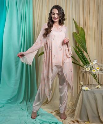 Rose Georgette and Shantone Tunic Palazzo 1