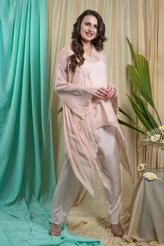 Rose Georgette and Shantone Tunic Palazzo