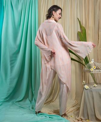 Rose Georgette and Shantone Tunic Palazzo 3