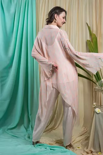 Rose Georgette and Shantone Tunic Palazzo