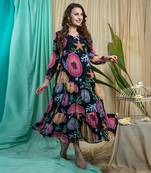 Black Georgette And Shantone Dress