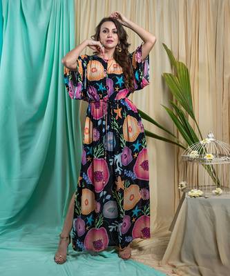 Black Crepe And Shantone Dress 1