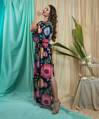 Black Crepe And Shantone Dress 2