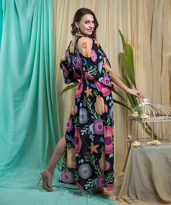 Black Crepe And Shantone Dress 4