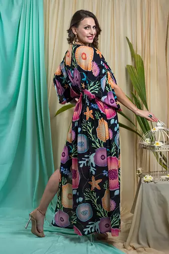 Black Crepe And Shantone Dress