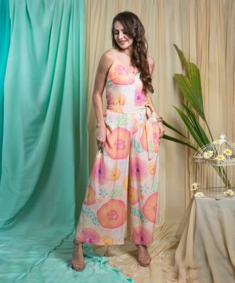 Rose Crepe & Shantone Jumpsuit 3