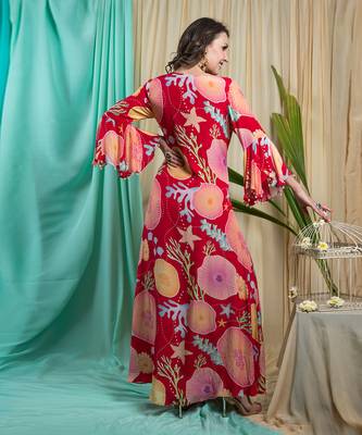 Viva Magenta Crepe Shantone Dress 4