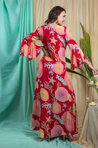 Viva Magenta Crepe Shantone Dress