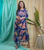 Ink Blue Crepe Shantone Dress