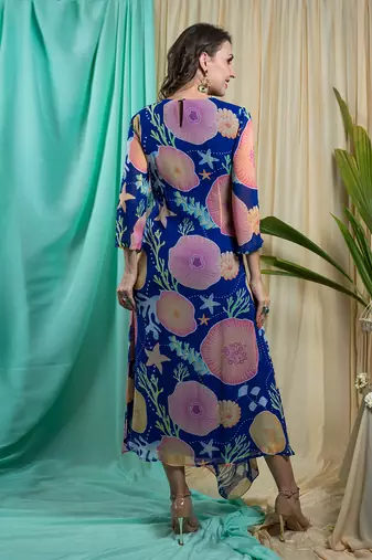 Ink Blue Crepe Shantone Dress