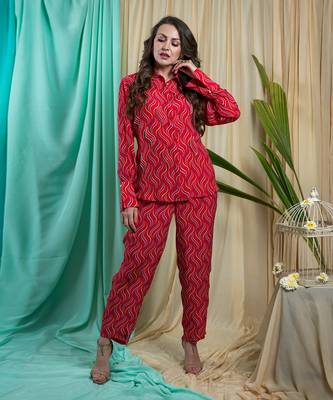 Viva Magenta Crepe Shantone Co-Ord Set 1