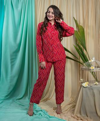 Viva Magenta Crepe Shantone Co-Ord Set 2