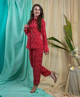 Viva Magenta Crepe Shantone Co-Ord Set 3
