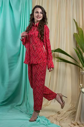 Viva Magenta Crepe Shantone Co-Ord Set