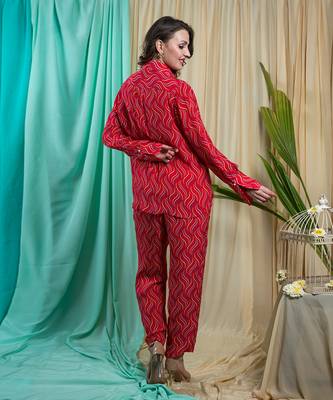 Viva Magenta Crepe Shantone Co-Ord Set 4