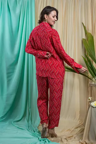 Viva Magenta Crepe Shantone Co-Ord Set