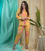 Mustard Crepe And Shantone Co-Ord Set