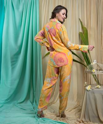 Mustard Crepe And Shantone Co-Ord Set 3