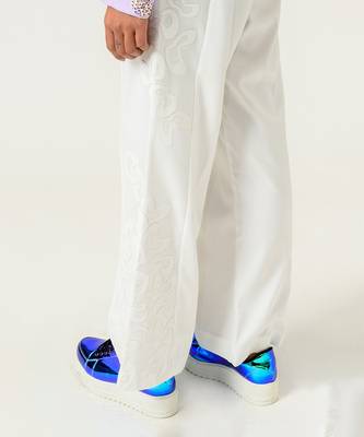 Patched Wide Leg Ivory Trouser 5