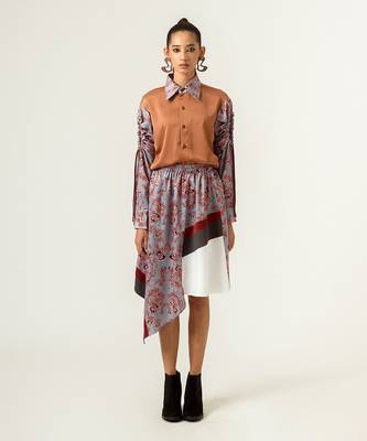 Dna Print Front Panelled Skirt 1