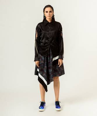 Unisex Black Drawstring Shirt 1