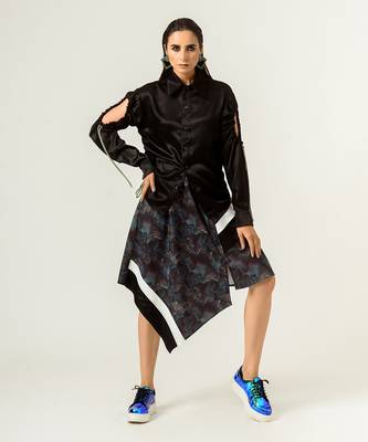 Unisex Black Drawstring Shirt 6