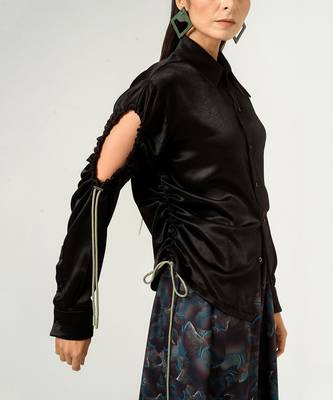 Unisex Black Drawstring Shirt 9