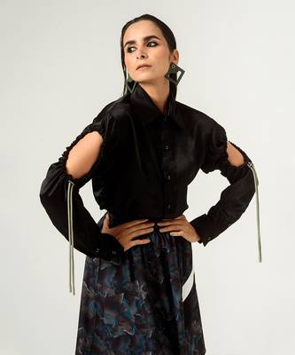 Unisex Black Drawstring Shirt 10