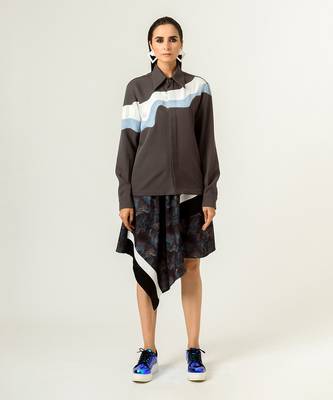Unisex Grey Panelled Shirt 1