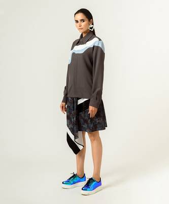 Unisex Grey Panelled Shirt 2