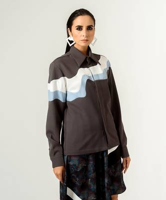 Unisex Grey Panelled Shirt 3