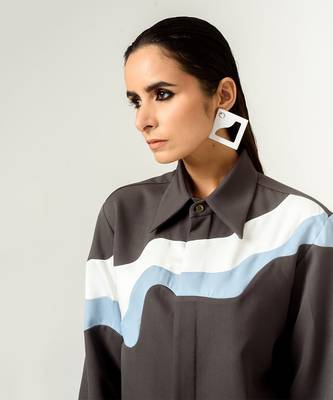 Unisex Grey Panelled Shirt 6