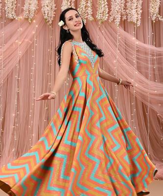 Chevron Anarkali Embellish With Tassels On Armhole 2