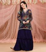 Gharara Set With A Tunic And A  Dupatta.