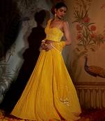 Yellow Bandhini Corset Lehenga