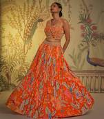Tangerine One Shoulder Lehenga