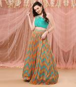 One Shoulder Lehenga With Highlighted Embroidery