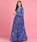 Blue Overlap Lehenga