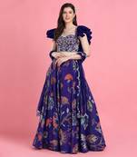 Purple Frill Blouse Lehenga