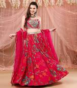 One Shoulder Lehenga With Highlighted Embroidery