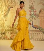 Yellow Bhandhini  Frill Saree