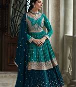 Sea-green embroidered georgette salwar