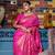 Pink woven banarasi silk saree with blouse