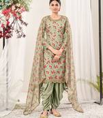 Olive embroidered net salwar