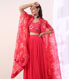 Hot Pink Pleated skirt set(set of 3)