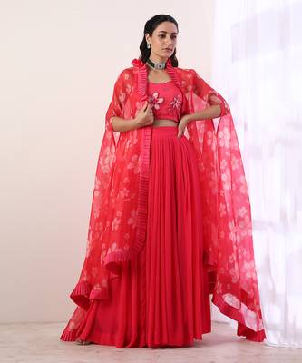 Hot Pink Pleated skirt set(set of 3) 1